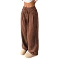 thumbnail image 1 of Women's Solid Corduroy Drapey Loose Wide Leg Casual Long Pants Dark Brown XXL, 1 of 10