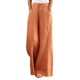 thumbnail image 1 of Women's Solid Cotton High Waist Loose Relaxed Wide Leg Pants, 1 of 3