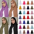thumbnail image 1 of Women's Solid Cotton Long Scarf Wrap Head Cover Muslim Casual Lightweight Soft Style, 1 of 1