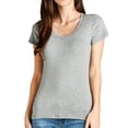 thumbnail image 1 of Women's Solid Cotton Top Tee Basic Scoop Neck Short Sleeve Color T-Shirt (FAST & FREE SHIPPING), 1 of 3