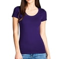 thumbnail image 1 of Women's Solid Cotton Top Tee Basic Scoop Neck Short Sleeve Color T-Shirt (FAST & FREE SHIPPING), 1 of 3