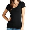 thumbnail image 1 of Women's Solid Cotton Top Tee Basic Scoop Neck Short Sleeve Color T-Shirt (FAST & FREE SHIPPING), 1 of 3