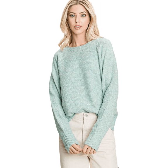 Women's Solid Detail Loose Fit Long Sleeve Top, Eton Blue SM