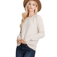 thumbnail image 1 of Women's Solid Detail Loose Fit Long Sleeve Top, Oatmeal ML, 1 of 1