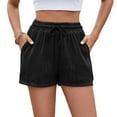 thumbnail image 1 of Women's Solid Drawstring Pocket Casual Shorts, 1 of 3