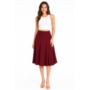 Women's Solid Flared A-Line Midi Skirt Elegant & Versatile for Any Occasion