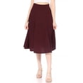 thumbnail image 1 of Women's Solid Flared A-Line Midi Skirt Elegant & Versatile for Any Occasion, 1 of 6