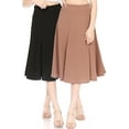 thumbnail image 1 of Women's Solid Flared Lightweight Elastic Waist A-line Skirt Pack of 2, 1 of 5