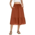 thumbnail image 1 of Women's Solid Flared Skirts Lightweight Elastic Waist Classic Midi Skirt, 1 of 7