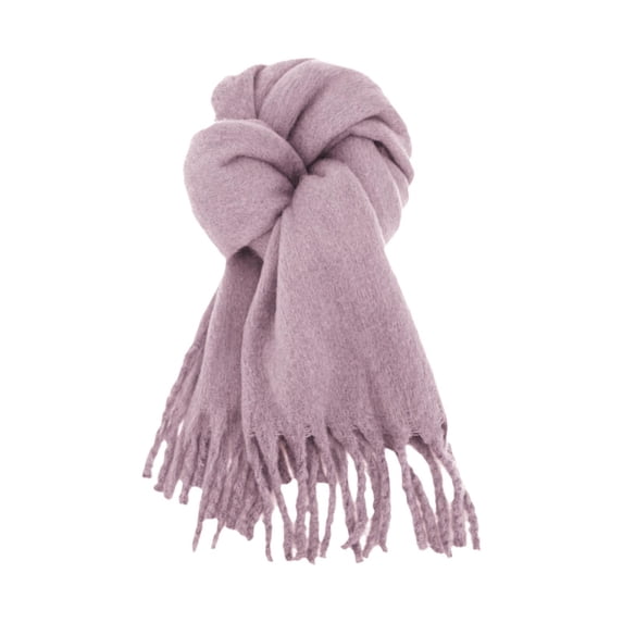Women's Solid Fringed Long Warm Scarf with Soft Texture for Fall Winter Daily