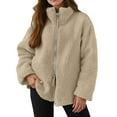 thumbnail image 1 of Women's Solid High Neck Jacket Warm Winter Coat Soft Outerwear For Autumn Cold Weather Casual Style, 1 of 6