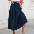 thumbnail image 1 of Women's Solid High Waist Flowing Long Skirt with Pockets Casual Half Skirt, 1 of 8