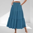 thumbnail image 1 of Women's Solid High Waist Flowing Long Skirt with Pockets Casual Half Skirt, 1 of 8