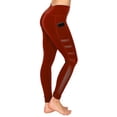 thumbnail image 1 of Women's Solid High Waist Leggings with Mesh Panel and Side Pockets - Red S/M, 1 of 3