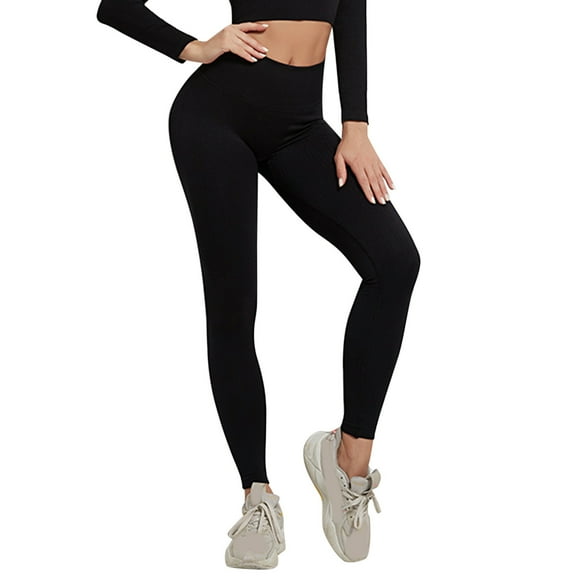 Women's Solid High Waist Workout Leggings - Elastic Yoga Pants, Polyester-Spandex Blend, True to Size, Hand Wash