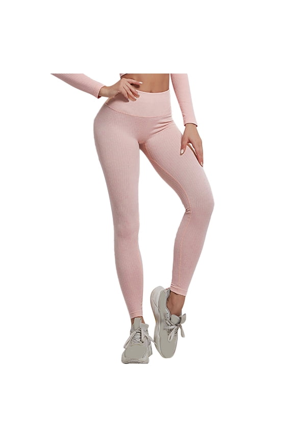 Women's Solid High Waist Workout Leggings - Elastic Yoga Pants, Polyester-Spandex Blend, True to Size, Hand Wash