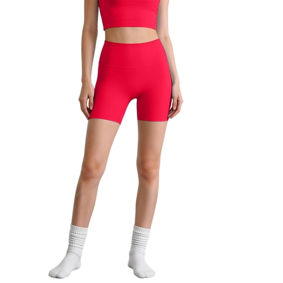 Women's Solid High Waisted Biker Shorts Seamless Yoga Workout Shorts Gym Athletic Running Compression Shorts Butt Lifting Tummy Control Hot Pink