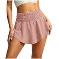 thumbnail image 1 of Women's Solid High-Waisted Double-Layer Yoga Shorts for Fitness, Tennis & Activewear, 1 of 8