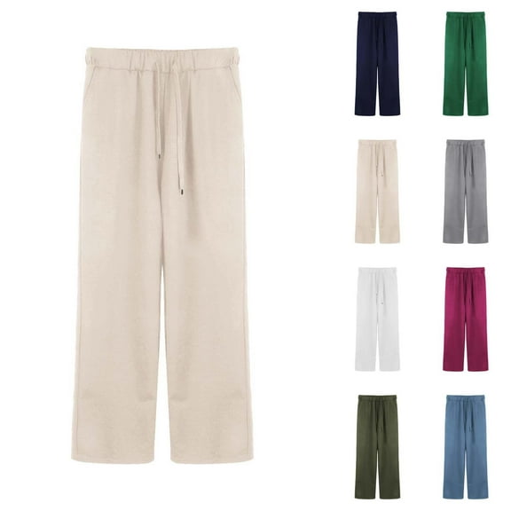 Women's Solid High Waisted Drawstring Straight Leg Oversized Y2K Summer Beach Athletic Sweatpants