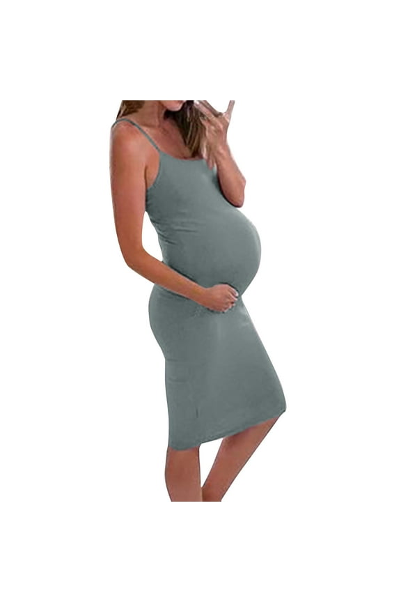 Women's Solid High Waisted Stretchy Bodycon Maternity Pencil Skirt Women's Maternity Skirt Over The Belly Swing Dress