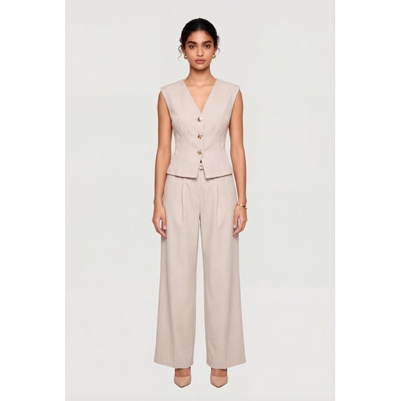 Women's Solid High Waisted Wide Leg Dress Pants with Belt