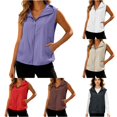 thumbnail image 1 of Women's Solid Hooded Sun Vest, Lightweight Loose Fit Sleeveless Outdoor Jacket Cover Up, 1 of 9