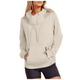 thumbnail image 1 of Women's Solid Hooded Sweatshirt Pocket Zipper Hoodies, 1 of 8