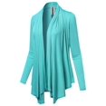 thumbnail image 1 of Women's Solid Jersey Knit Draped Open Front Long Sleeves Cardigan, 1 of 4