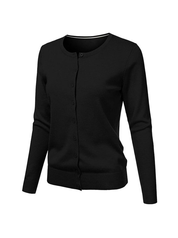 Women's Solid Knit Button Down Cardigan – Versatile Casual Knitwear Top for Women in Sizes S to XXL, Cozy Everyday Spring Fall Outwear