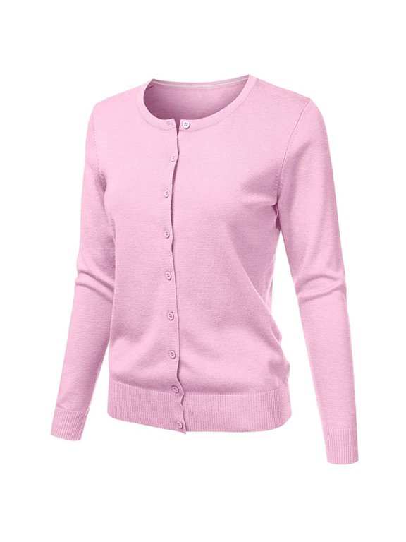 Women's Solid Knit Button Down Cardigan – Versatile Casual Knitwear Top for Women in Sizes S to XXL, Cozy Everyday Spring Fall Outwear