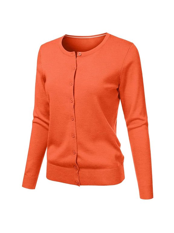 Women's Solid Knit Button Down Cardigan – Versatile Casual Knitwear Top for Women in Sizes S to XXL, Cozy Everyday Spring Fall Outwear