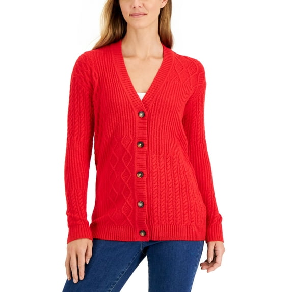 Women's Solid Knit Cardigan Ravishing Red S