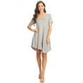 thumbnail image 1 of Women's Relaxed Fit Knit Short A-Line Dress with V-Neck and Asymmetrical Hem, 1 of 4