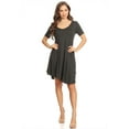 thumbnail image 1 of Women's Relaxed Fit Knit Short A-Line Dress with V-Neck and Asymmetrical Hem, 1 of 4