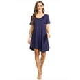 thumbnail image 1 of Women's Relaxed Fit Knit Short A-Line Dress with V-Neck and Asymmetrical Hem, 1 of 4