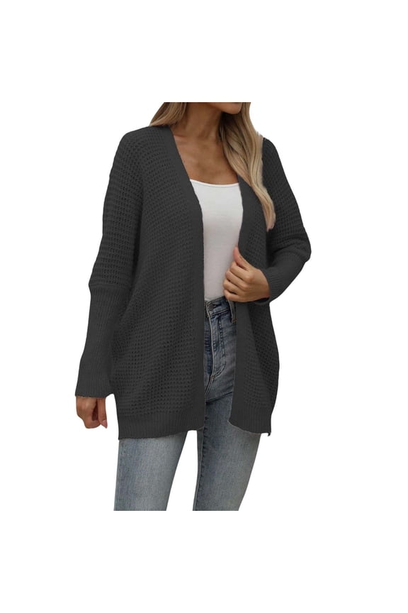 Women's Solid Lace Knit Cardigan Long Sleeve Open Front Lightweight Breathable Sweater for Spring Fall Layer with Dresses