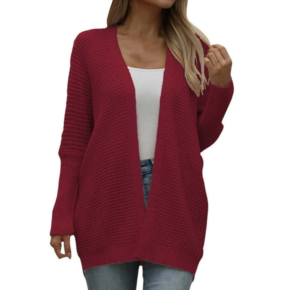 Women's Solid Lace Knit Cardigan Long Sleeve Open Front Lightweight Breathable Sweater for Spring Fall Layer with Dresses