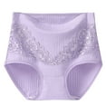 thumbnail image 1 of Women's Solid Lace Plus Size High Waist Leak Proof Cotton Crotch Shorts Underwear Panties Women Brief Underwear Panties for Women Pack Cotton Purple XXL, 1 of 3