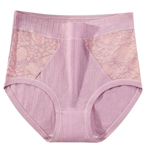Women's Solid Lace Plus Size High Waist Leak Proof Cotton Crotch Shorts Underwear Panties Women Underwear Cotton Seamless Pinky-a 4XL