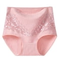 thumbnail image 1 of Women's Solid Lace Plus Size High Waist Leak Proof Cotton Crotch Shorts Underwear Panties Womens Panties Breathable Underwear for Women Pinky XL, 1 of 3