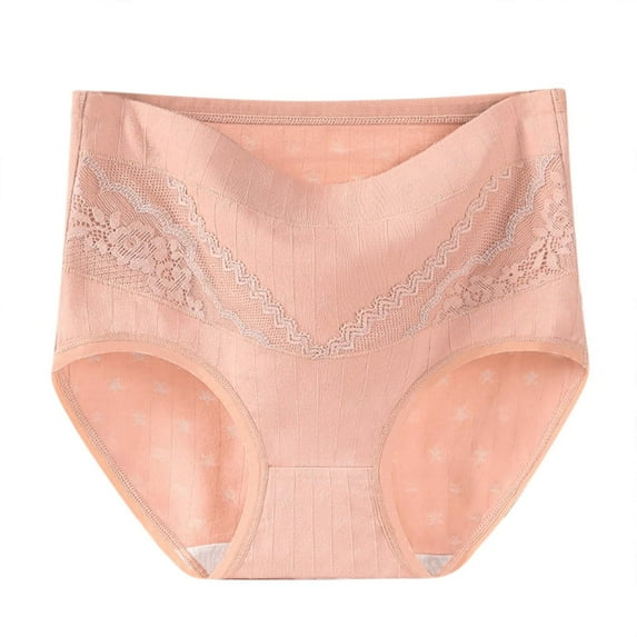 Women's Solid Lace Plus Size XL-6XL Casual High Waisted Cotton Underwear Ladies Soft Full Briefs Panties Soft Breathable Super Stretchy Ladies Briefs Seamless Cotton Briefs for Women Orange 3XL