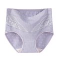 thumbnail image 1 of Women's Solid Lace Plus Size XL-6XL Casual High Waisted Cotton Underwear Ladies Soft Full Briefs Panties Soft Breathable Super Stretchy Ladies Briefs Women's Cotton Panties Soft Underwear Purple 4XL, 1 of 6