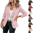 thumbnail image 1 of Women's Solid Lapel Blazer Jacket, Long Sleeve Button Front Suit Coat with Pockets, Casual Business Outerwear Pink XL(XL), 1 of 6