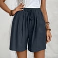 thumbnail image 1 of Women's Solid Linen Drawstring Shorts, Casual Summer Outwear with Pockets, 1 of 9