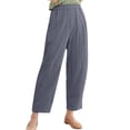 thumbnail image 1 of Women's Solid Linen Loose And Linen Casual Pants Casual Trouser Pants Loose Fitting Pants for Women Casual Loose Womens Pants Elastic Waist Womens Casual Pants Petite Cute Sweatpants Beach Cover up, 1 of 6