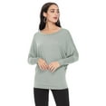 thumbnail image 1 of Women's Dolman Sleeve Knit Tunic Top Solid Long Sleeve Draped Loose Fit Pullover, 1 of 3