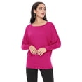 thumbnail image 1 of Women's Solid Long Sleeve Dolman Draped Loose Fit Knit Tunic Top S-3XL, 1 of 3