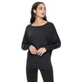 thumbnail image 1 of Women's Dolman Sleeve Knit Tunic Top Solid Long Sleeve Draped Loose Fit Pullover, 1 of 3