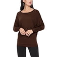 thumbnail image 1 of Women's Solid Long Sleeve Jersey Dolman Style Boat Neck Casual Tee Top S-3XL, 1 of 3