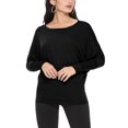 thumbnail image 1 of Women's Solid Long Sleeve Jersey Dolman Style Boat Neck Casual Tee Top S-3XL, 1 of 3